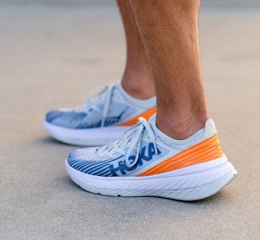 Hoka One One Mens Running Shoes - Carbon X-SPE - White/Blue - DICR09284